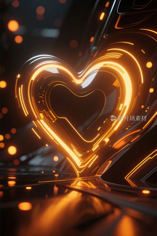 霓虹爱心科技插画