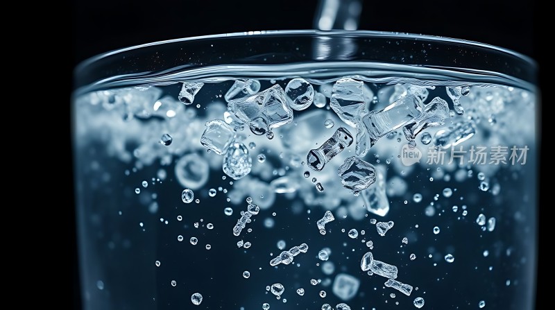 冰块在气泡中漂浮