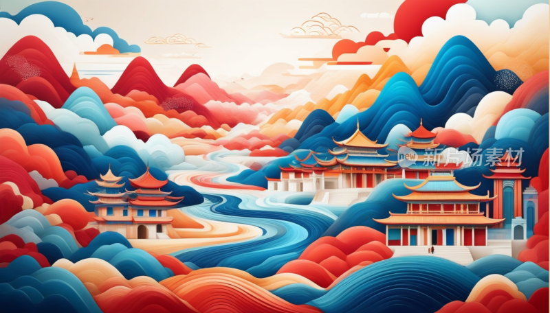 中国画山水画背景