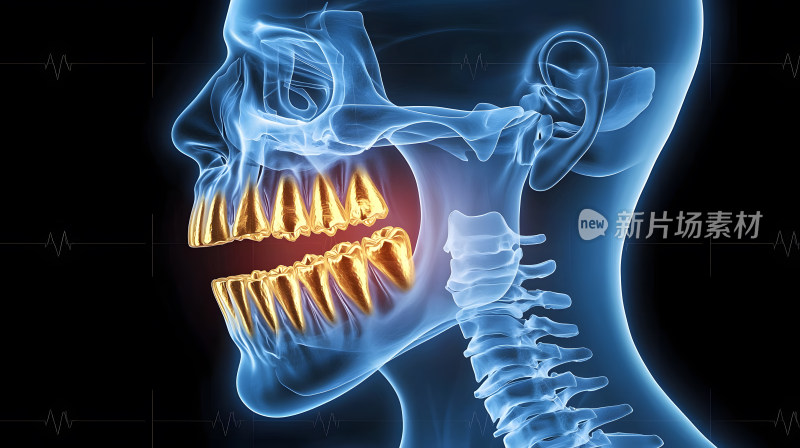 人类头骨和颌骨解剖学3D渲染