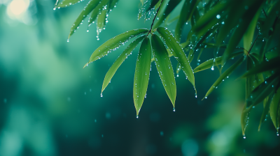 雨珠20雨后竹叶 清新绿意