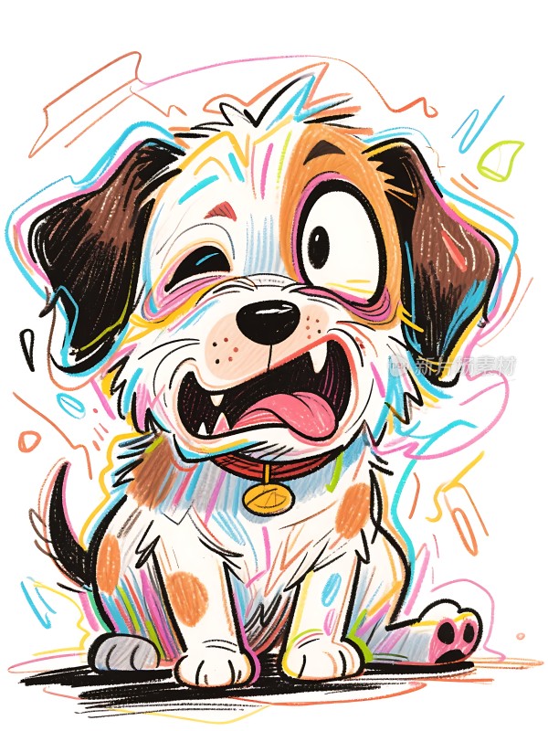 彩色小狗活泼可爱色彩斑斓充满活力