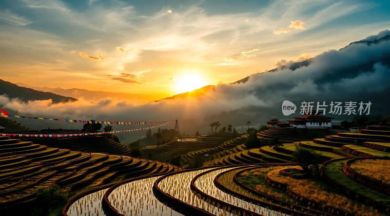 梯田晨曦映山川