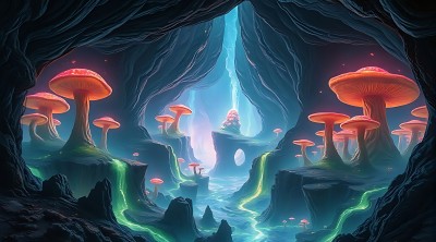 神秘洞穴中的奇幻蘑菇世界 神秘洞穴中的奇幻蘑菇世界