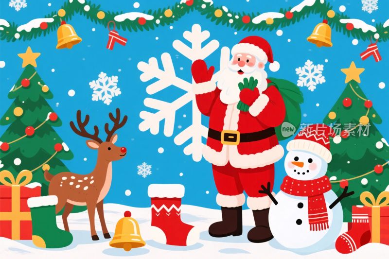 圣诞主题卡通插画
