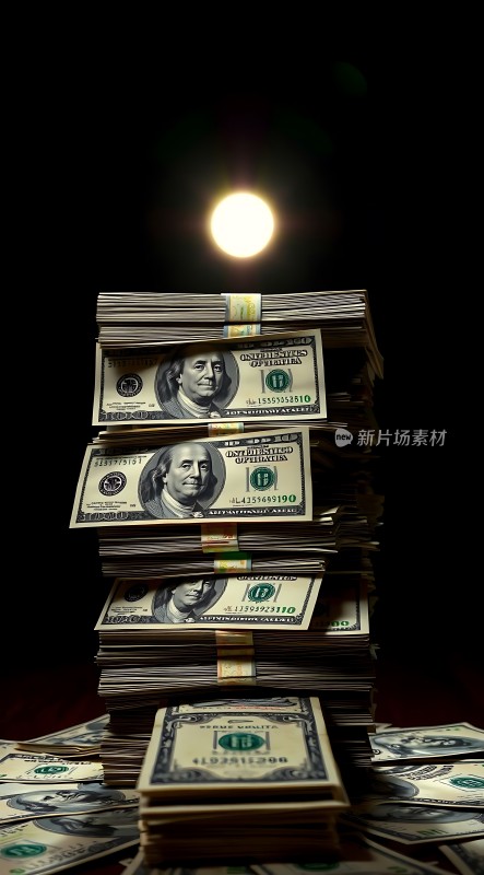 金钱堆叠财富象征