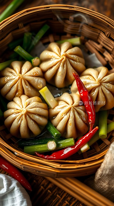 蒸笼里的美味包子