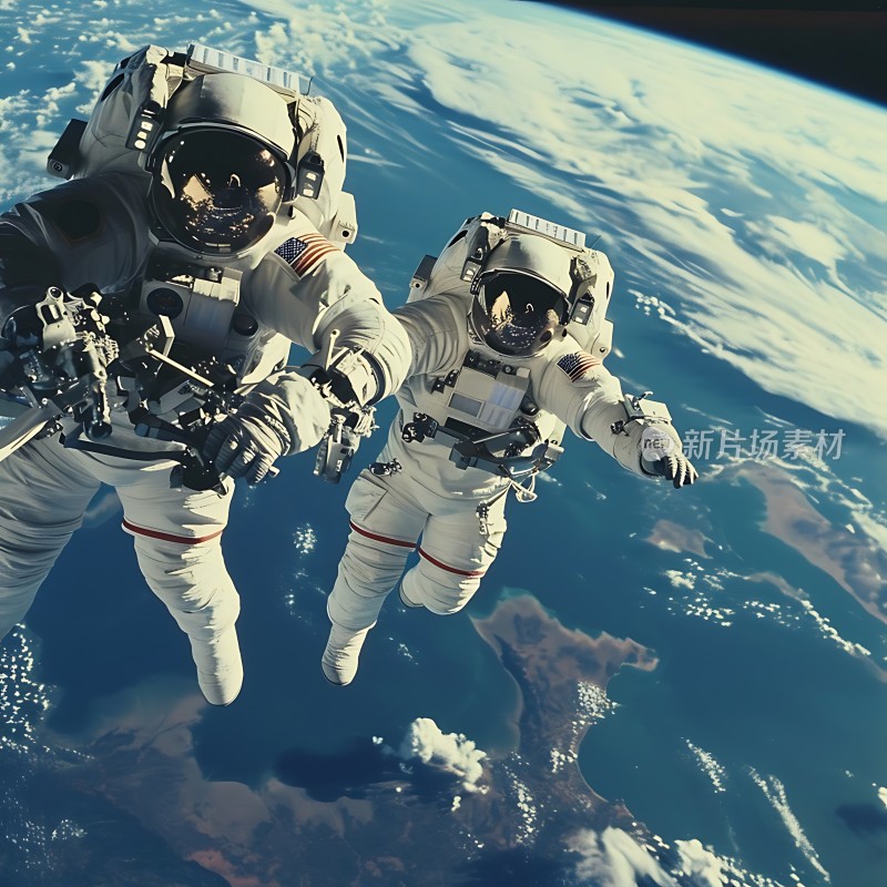 太空漫步宇航员与地球共舞