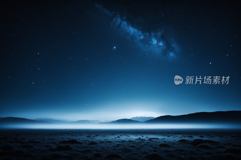 星空夜空有遥远山脉和遥远的星空背景图片