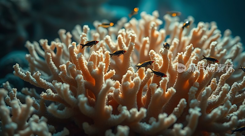 珊瑚丛中小鱼群游
