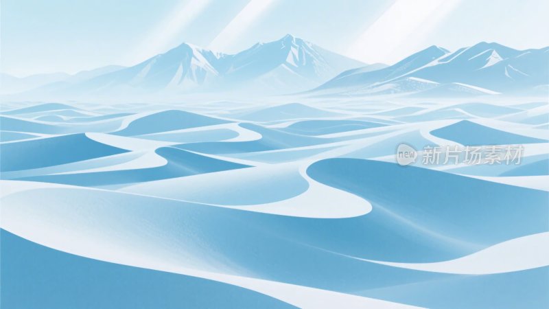 蓝色沙漠与远山插画