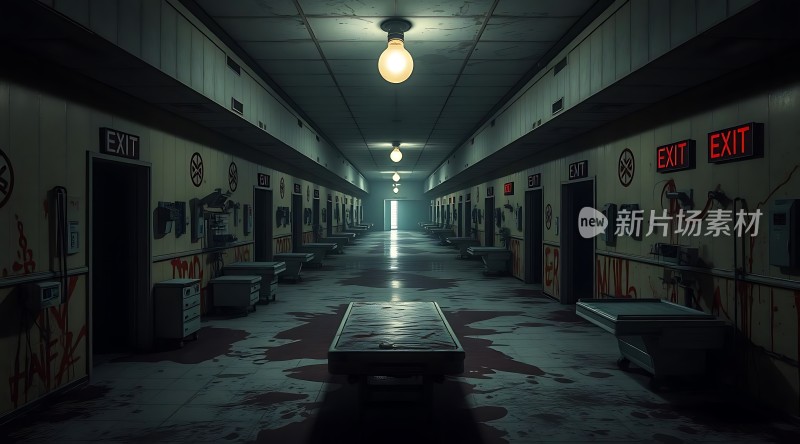废弃精神病院惊悚走廊