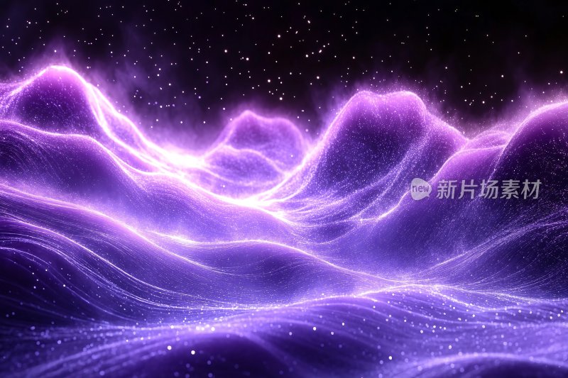 梦幻紫色星空波浪背景