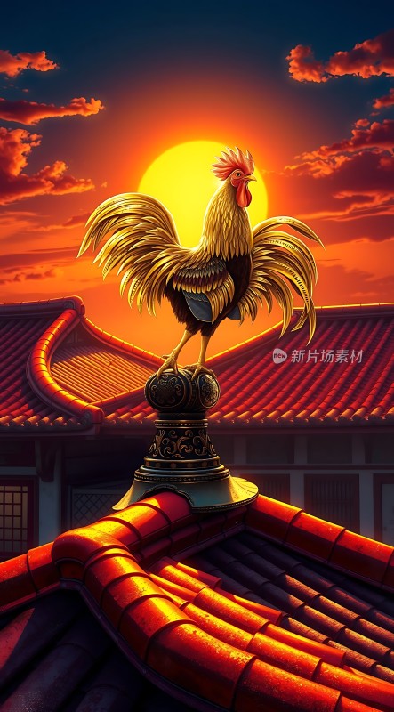 金鸡报晓迎朝阳