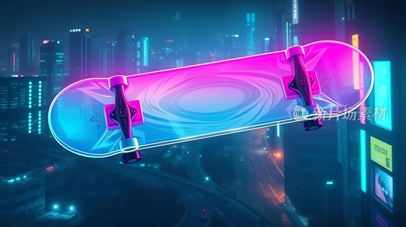 霓虹滑板夜色城市