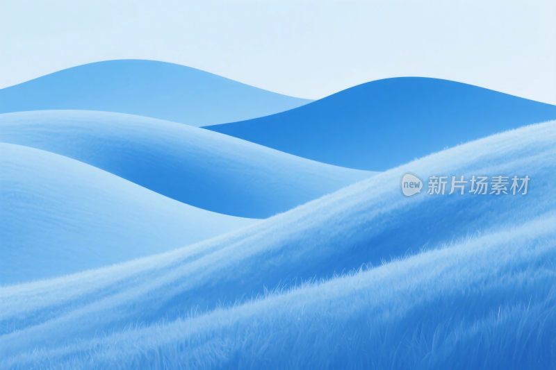 蓝色山峦风景插画