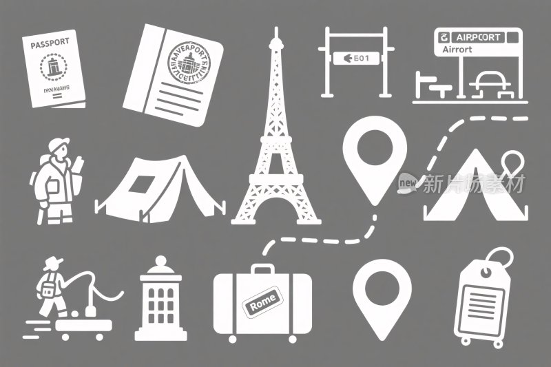 旅行相关元素图标集合