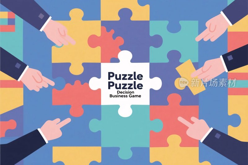 拼图团队协作插画