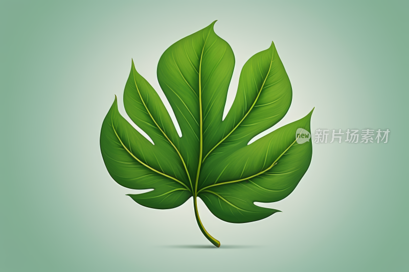 蓝色背景上的绿叶高清图片