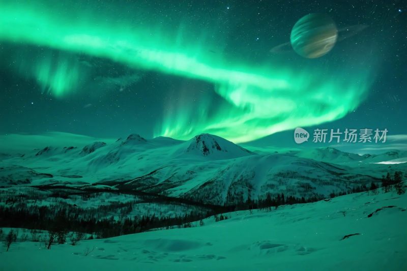 极光雪山自然景观