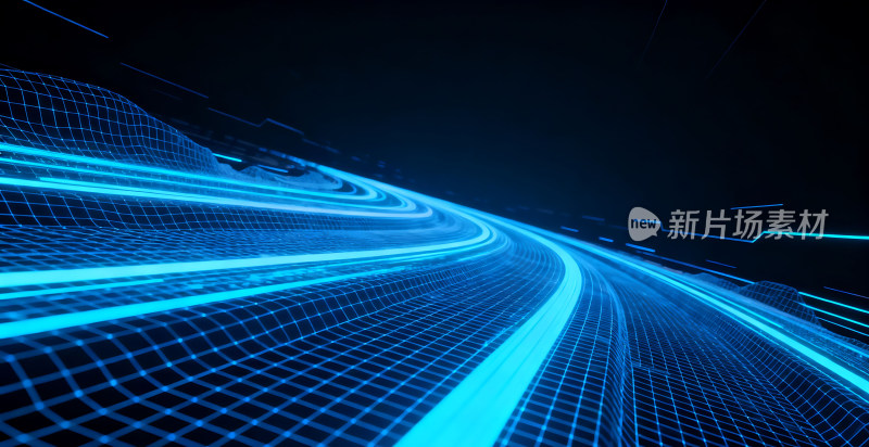 蓝色商务科技光轨光效背景