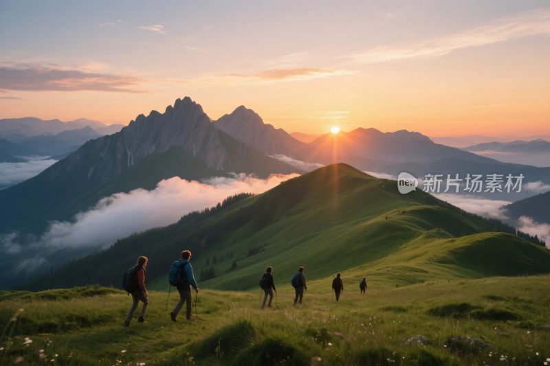 山间徒步日出景观