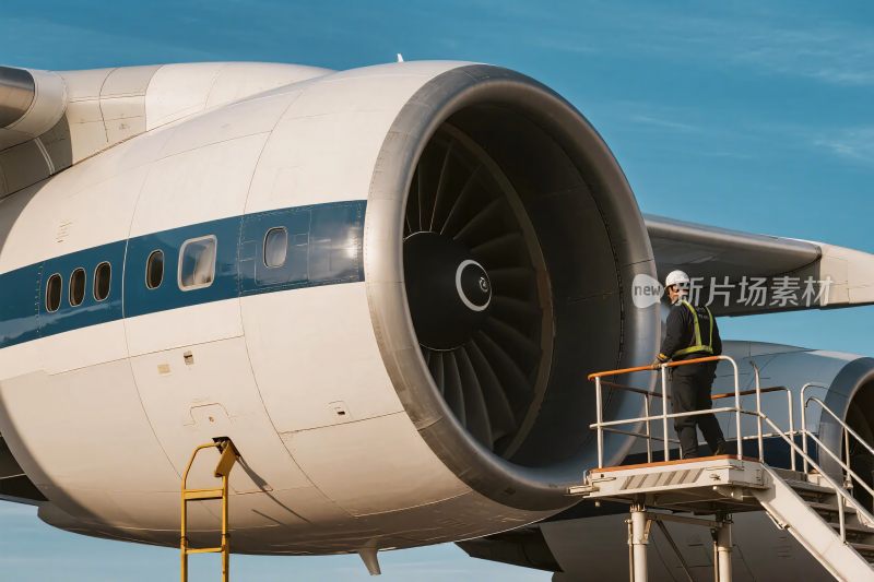 航空维修场景中的飞机工人
