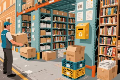 图书馆配送场景插画