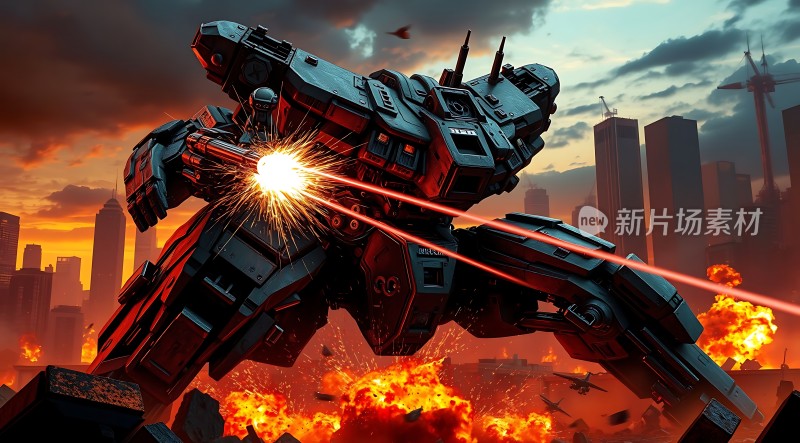 机械巨兽战火中的城市守护者