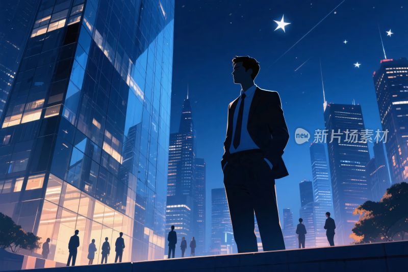 都市商务插画夜景