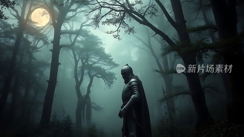 月下森林中的骑士
