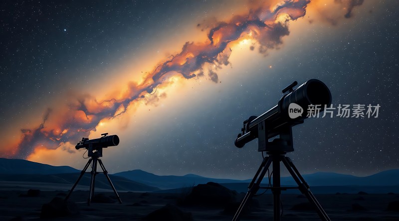 夜空下的望远镜探索宇宙奥秘