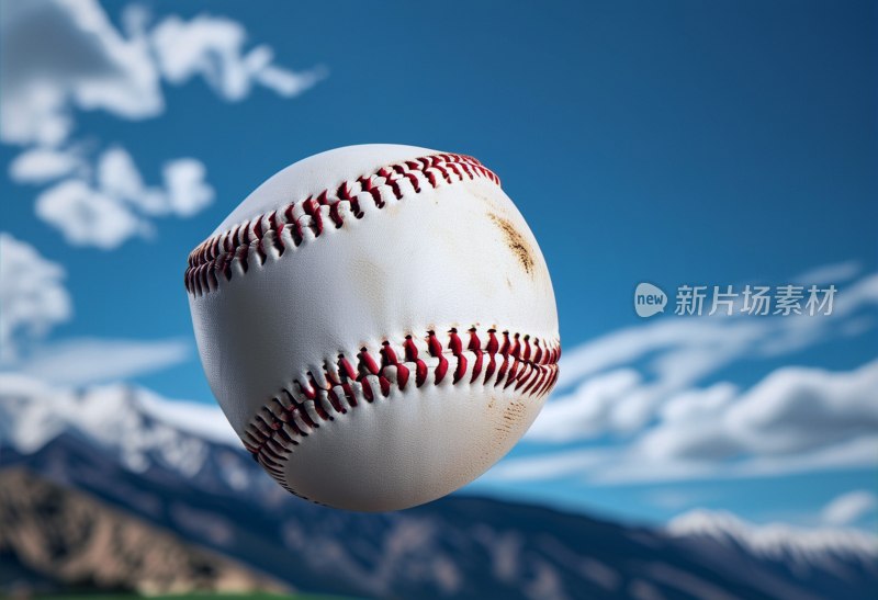 蓝天山景棒球特写