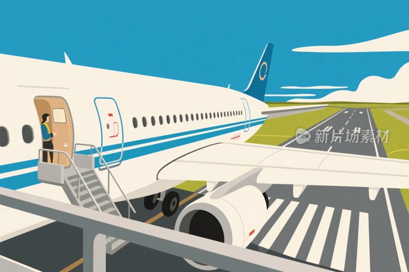 机场飞机登机插画