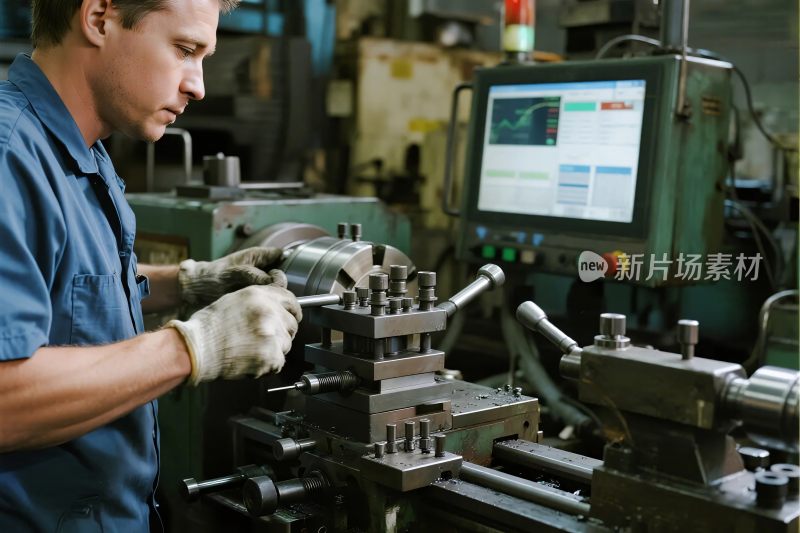 工厂内工人操作机器