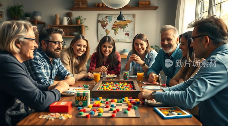 家庭欢乐时刻围桌共度美好时光