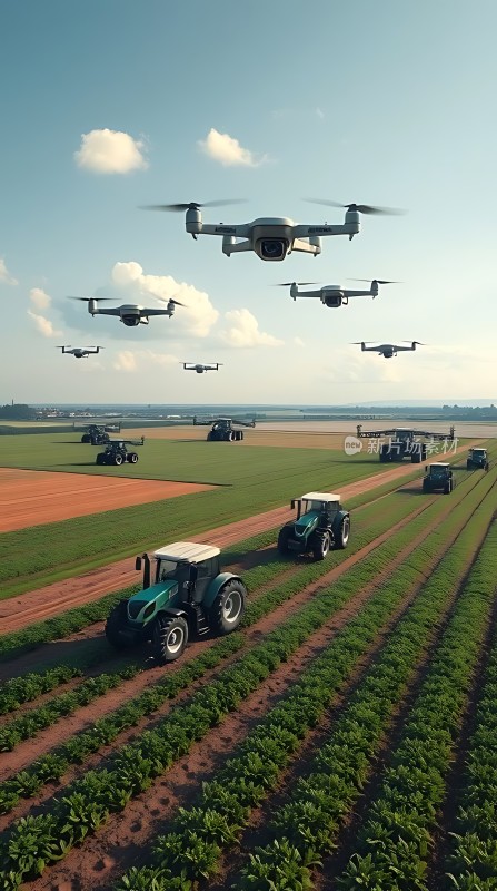 无人机与拖拉机协同作业智慧农业新时代