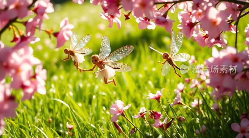 春日精灵在花间起舞