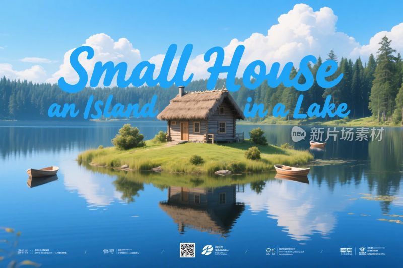 湖心岛小木屋风景