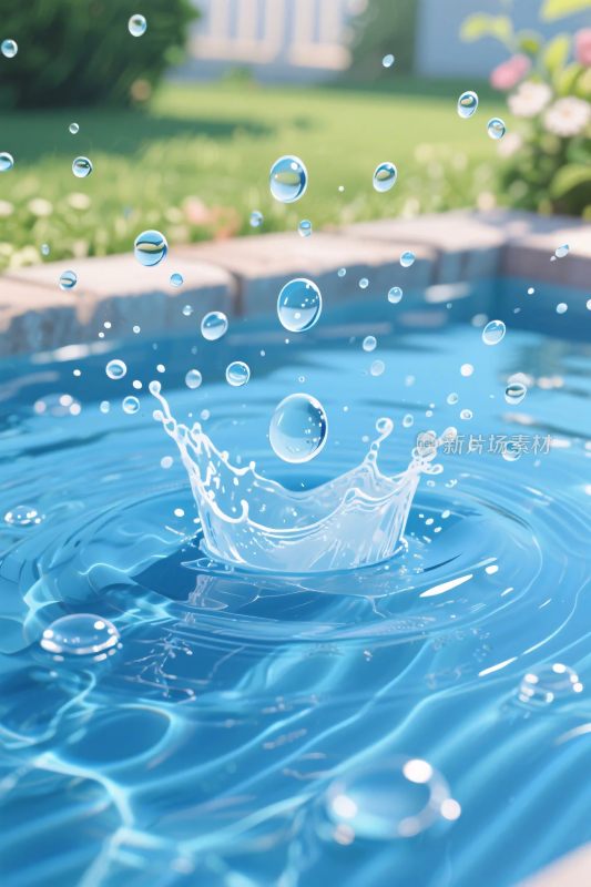 泳池水滴溅起的美丽瞬间