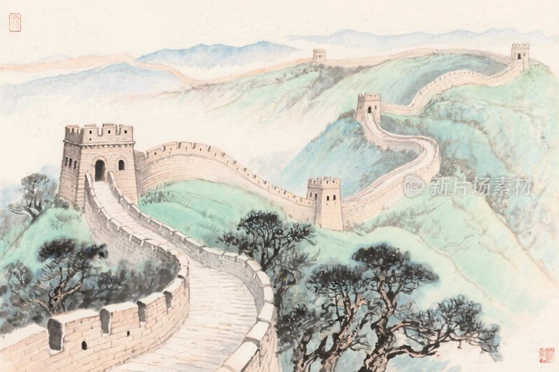 水墨长城风景图