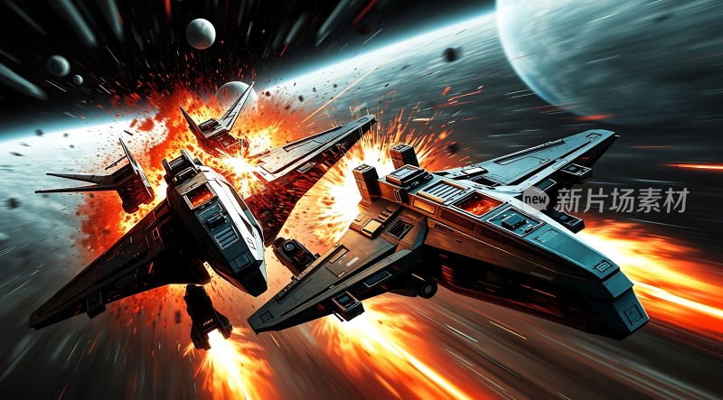 星际激战飞船碰撞爆炸