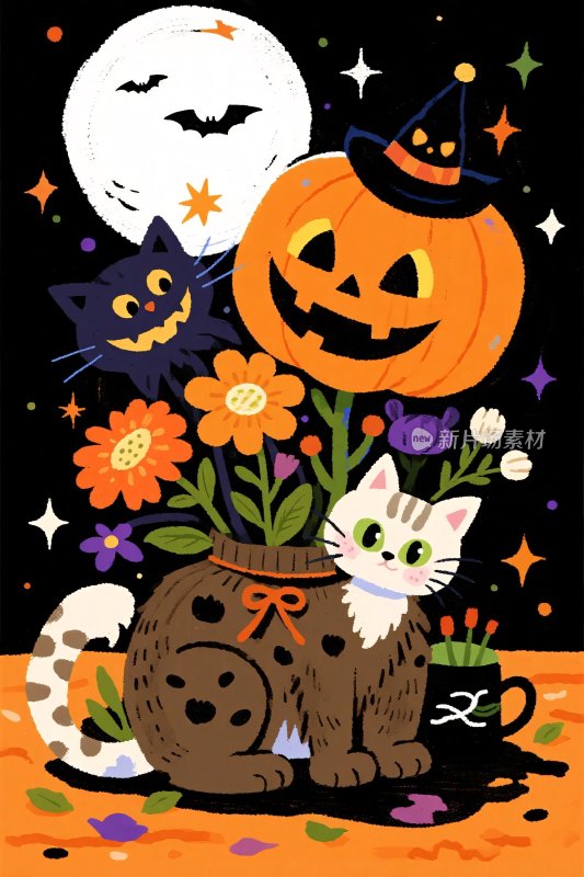 卡通万圣节插画