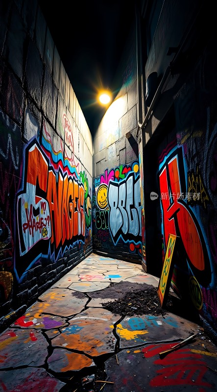 街头艺术之夜光影与色彩的碰撞