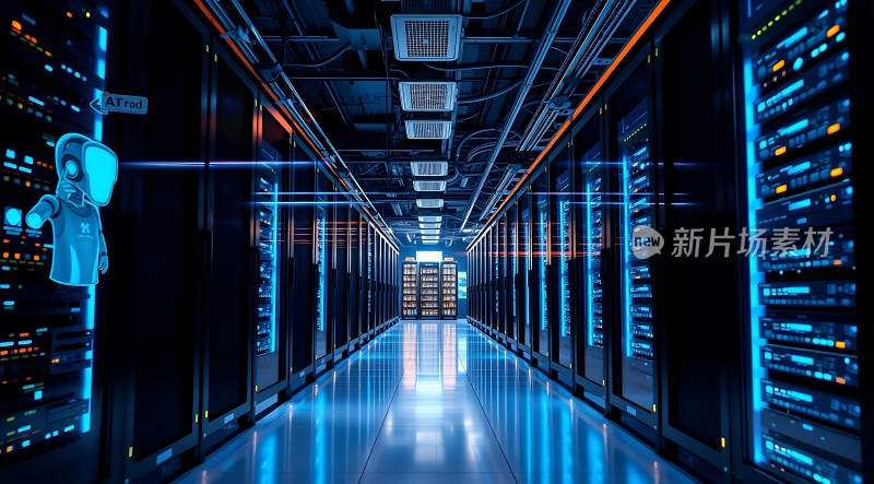 科技感十足的数据中心内部场景