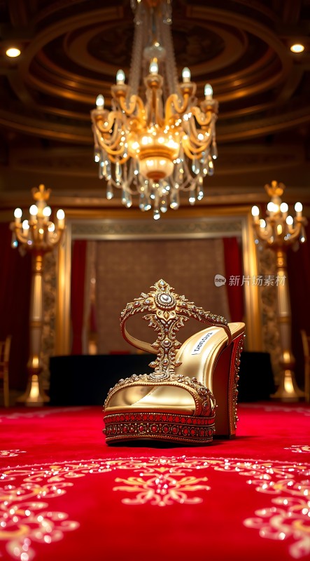 金色高跟鞋与华丽吊灯的红毯盛宴