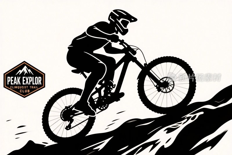 山地骑行运动插画