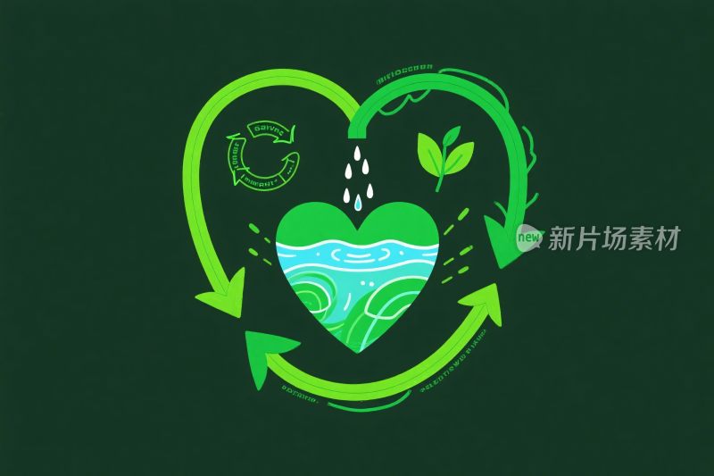 绿色环保循环爱心插画