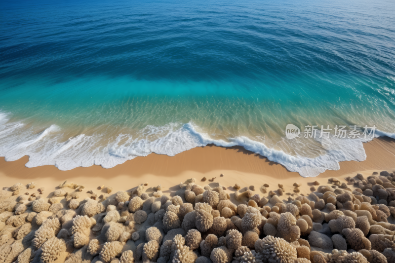 海滩上靠近水边有大量的沙子风景风光图片