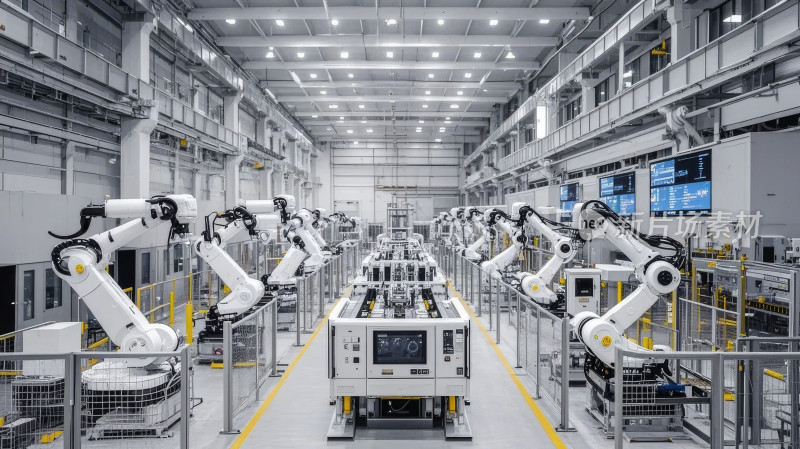 科技AI机器人工厂智能制造背景图